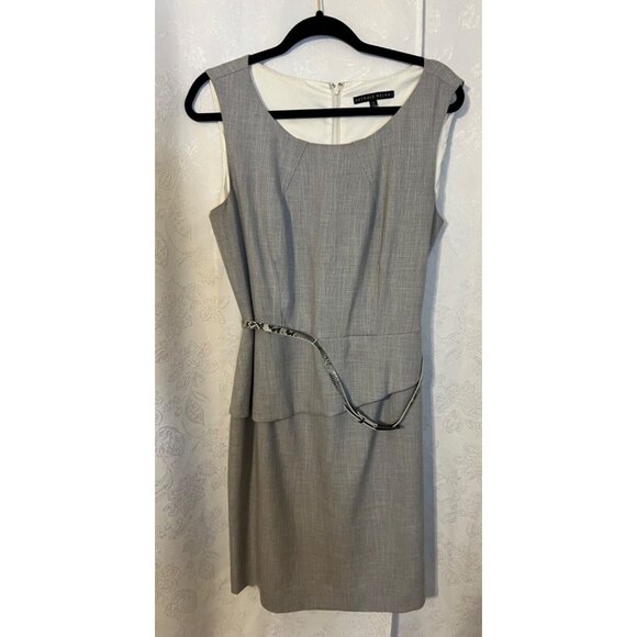 Antonio Melani Dress 12 Gray Stretch Python Belt Sleeveless Career Church - Picture 10 of 12